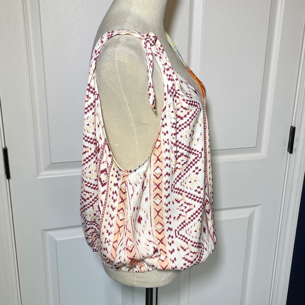 NWT Free People Tied To You Tie Shoulder Wrap Tank Top Tropical Combo Size Large - Picture 5 of 9